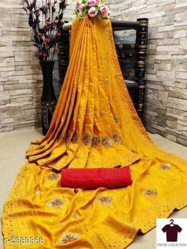 Colorful Dola Silk Saree with Embroidered work 