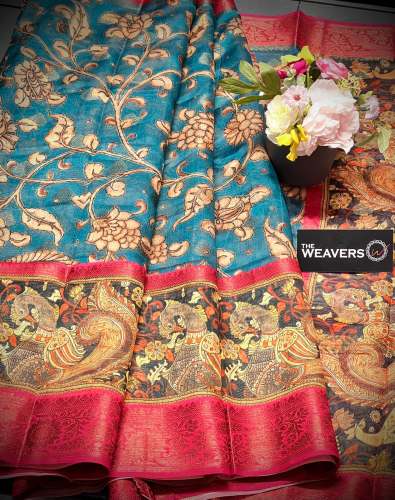  Digital Kalamkari Print Maheshwari Silk Saree