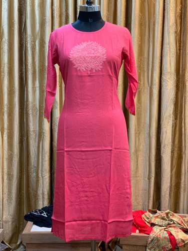 Embroidered Rayon Kurti by NAZARA