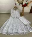 Designer White Mirror work Gown thumb 1