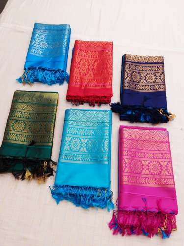 Kanchipuram Pure Silk Handloom Dress Material by FEMINE SHOP