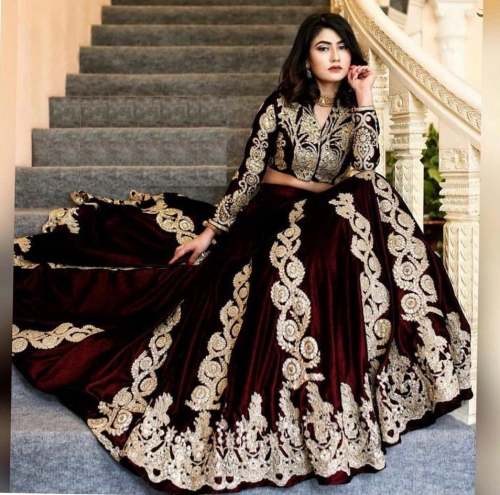 LEHENGA CHOLI SET - VELVET TWO TONE (LGC 194)   by FEMINE SHOP