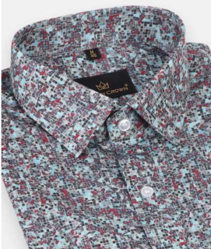 Elegant Print Satin Cotton Shirt  by we4you textile pvt ltd