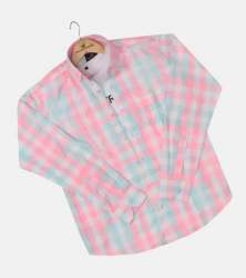 Light Pink Checks Cotton Mens Shirt 