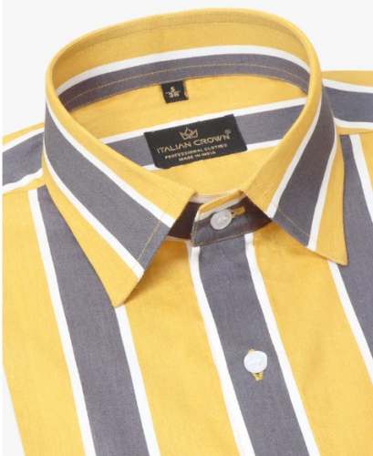 Stunning Yellow and Grey Strip Shirt by we4you textile pvt ltd