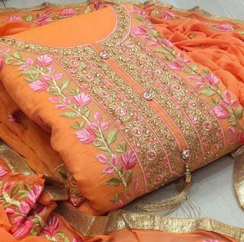 Chanderi Dress Material by shree mateshwari fashion