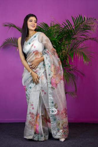 New Collection Organza Digital Printed Saree by kashish creation