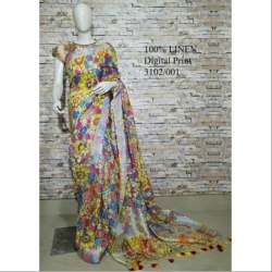 Digital Print Linen Saree