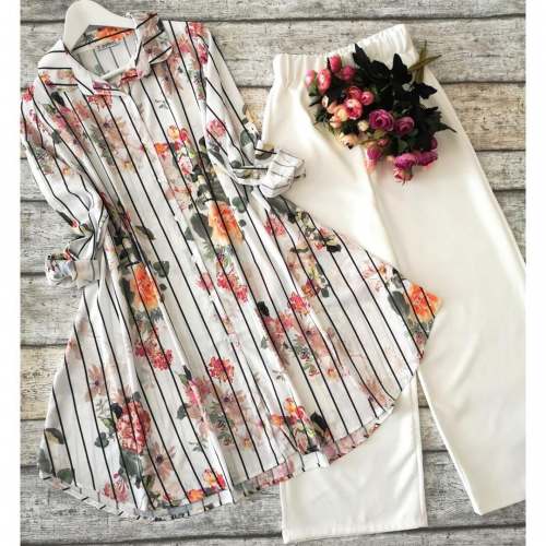 Crepe kurti Palazzo