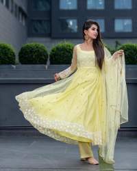 Fancy Chikan work Anarkali Suits  