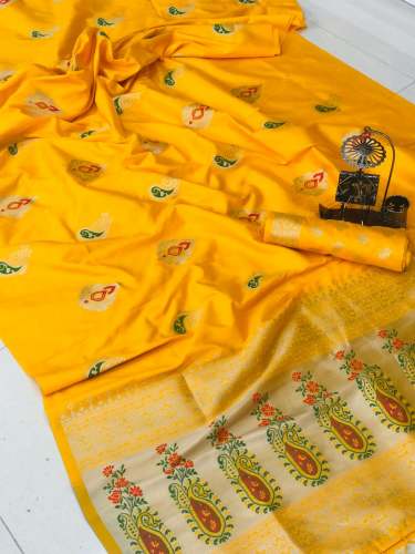 Silver zari work saree