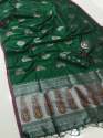 Silver zari work saree thumb 4
