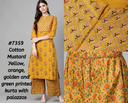 Yufta Women Printed Kurta & Palazos with Embroidry by Yufta LLP