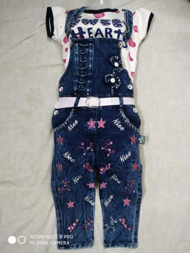 Fancy Girls Dungaree With T-shirt by Akbari Collection