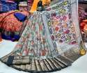 Fancy Jacquard silk Ikkat Print Saree  thumb 1