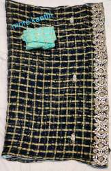 Designer Pure Georgette Checks Saree For Ladies