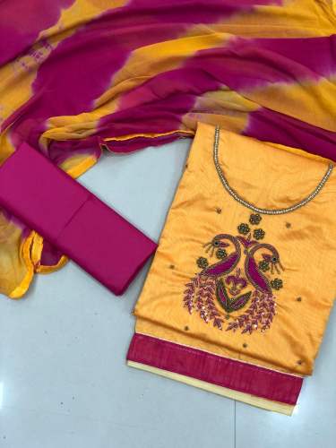 Cotton Hand Work Dress Material