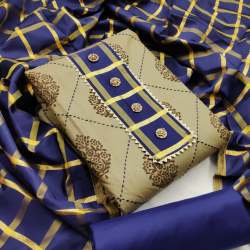 Cotton With katha work Dress Material