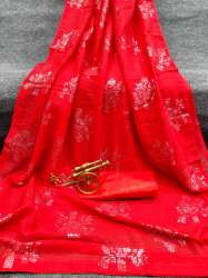 Designer Sequence Flower Georgette Saree 