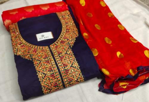 Embroidery Chanderi Dress material 