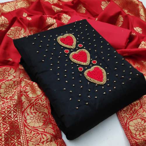Hand Work Chanderi Unstitched Suit