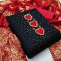 Hand Work Chanderi Unstitched Suit