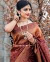 Light Weighted Brown Silk saree by Sakhi Clothing  thumb 2