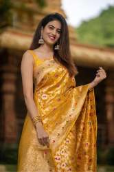 Mustard Yellow Banarasi Silk Saree AAYNA-5013