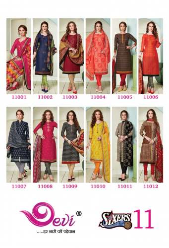 Printed Sixer Catalog Cotton Dress Material 