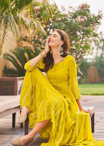 Pure Georgette Kasturi Khatli work Gown by Mittoo 