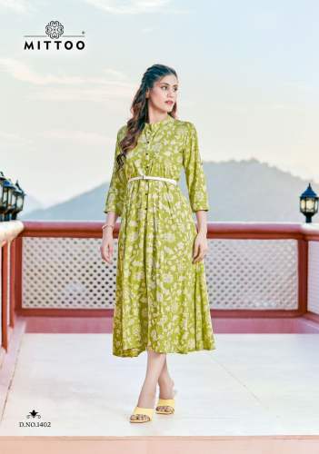 Rayon Print Belt Vol 14 by Mittoo Tunic Style Kurtis Catalog 