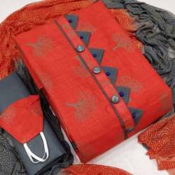 Slub Cotton Semi Stitched Suit