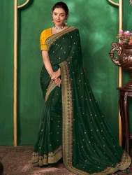 Stylish Green Vichitra Silk Saree 