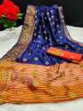 Aashopalav NavyBlue Lichi Silk Saree