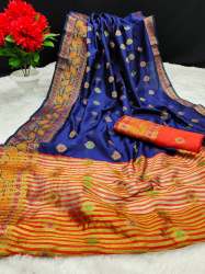Aashopalav NavyBlue Lichi Silk Saree