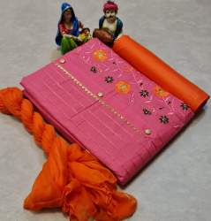 Anjana Pink Cotton Dress Material