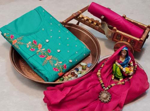 ANKITA Blue Cotton Dress Material