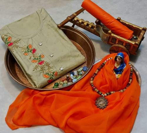ANKITA Green  Cotton Dress Material