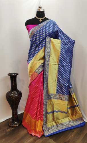 Antara Vol 1 Blue  Cotton Lichi Silk Saree 