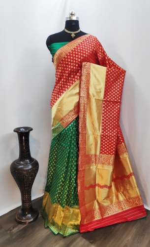 Antara Vol 1 Red  Cotton Lichi Silk Saree 