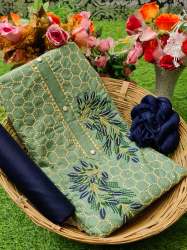 Banamati Green Cotton Dress Material