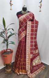 Bandhani vol-1 Maroon  jacquard Saree 