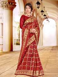 Bandhani vol-1  Red jacquard Saree 