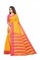 Banita yellow cotton silk saree thumb 1