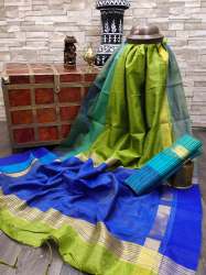 Bhagal Patta Green Silk Saree