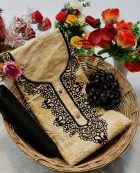 Black Queen Light yellow cotton Dress Material