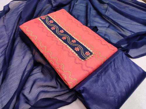 CHANDA Pink cotton Dress material