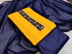 CHANDA Yellow cotton Dress material