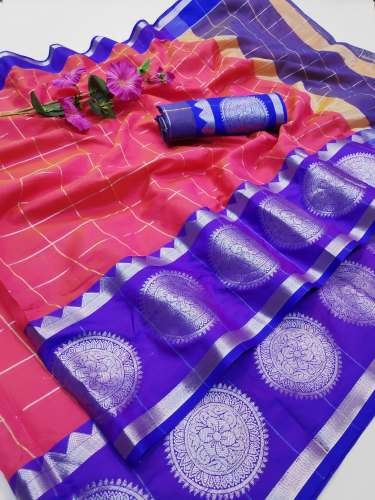 Chex Ball Pink Silk Saree