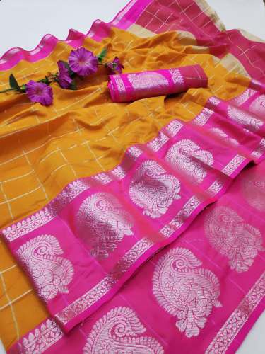 Chex Keri Yellow Silk Saree